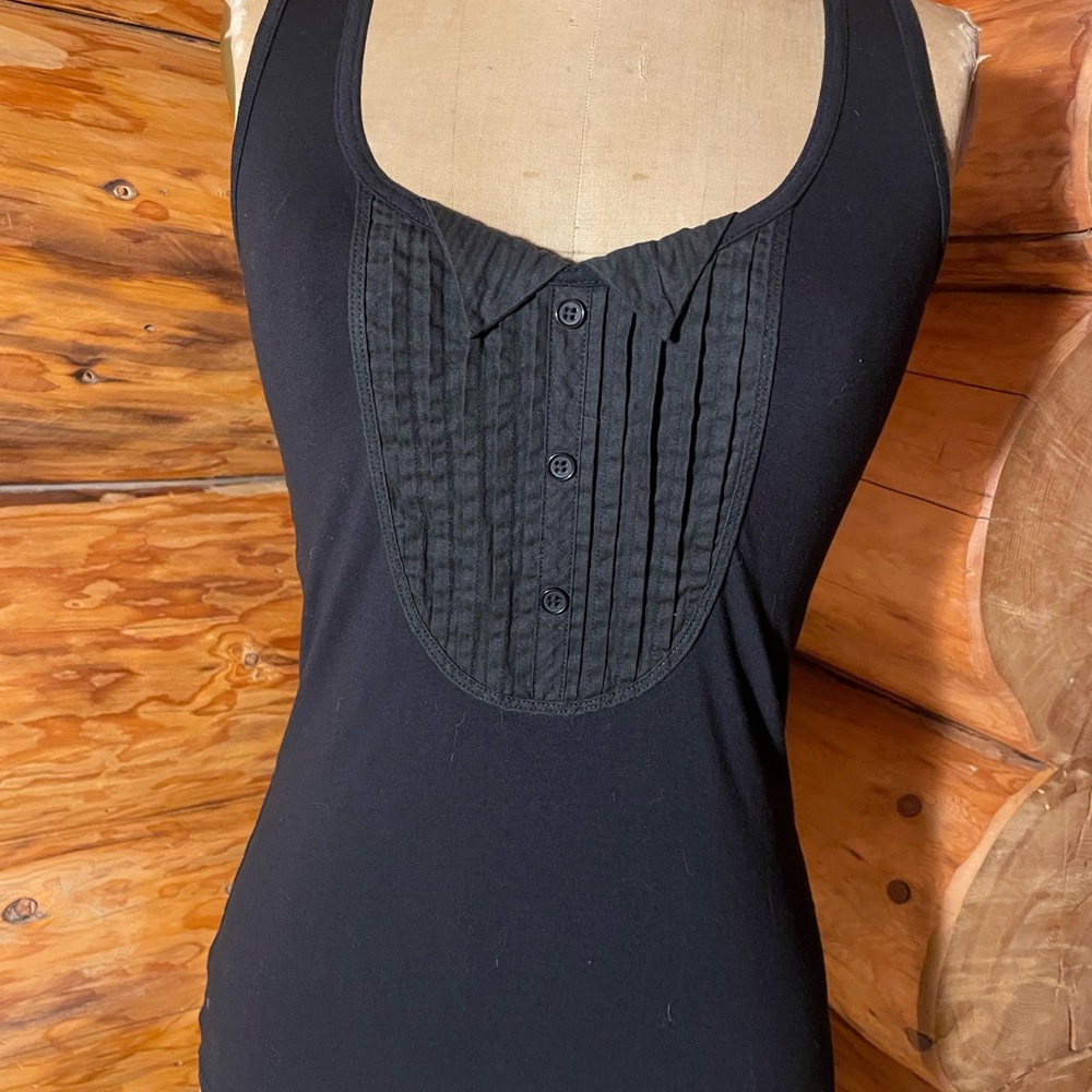 Black Tanktop with Tuxedo Detail